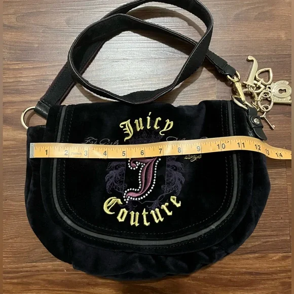 Vintage Juicy Couture Black Velvet Satchel/ Shoulder Bag - Picture 2 of 15